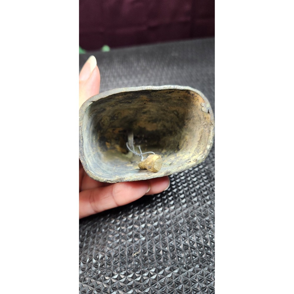 Vintage Bronze Goat Bell Unmarked Small Brown Rustic Farm Animal Patina Decor - Picture 6 of 7